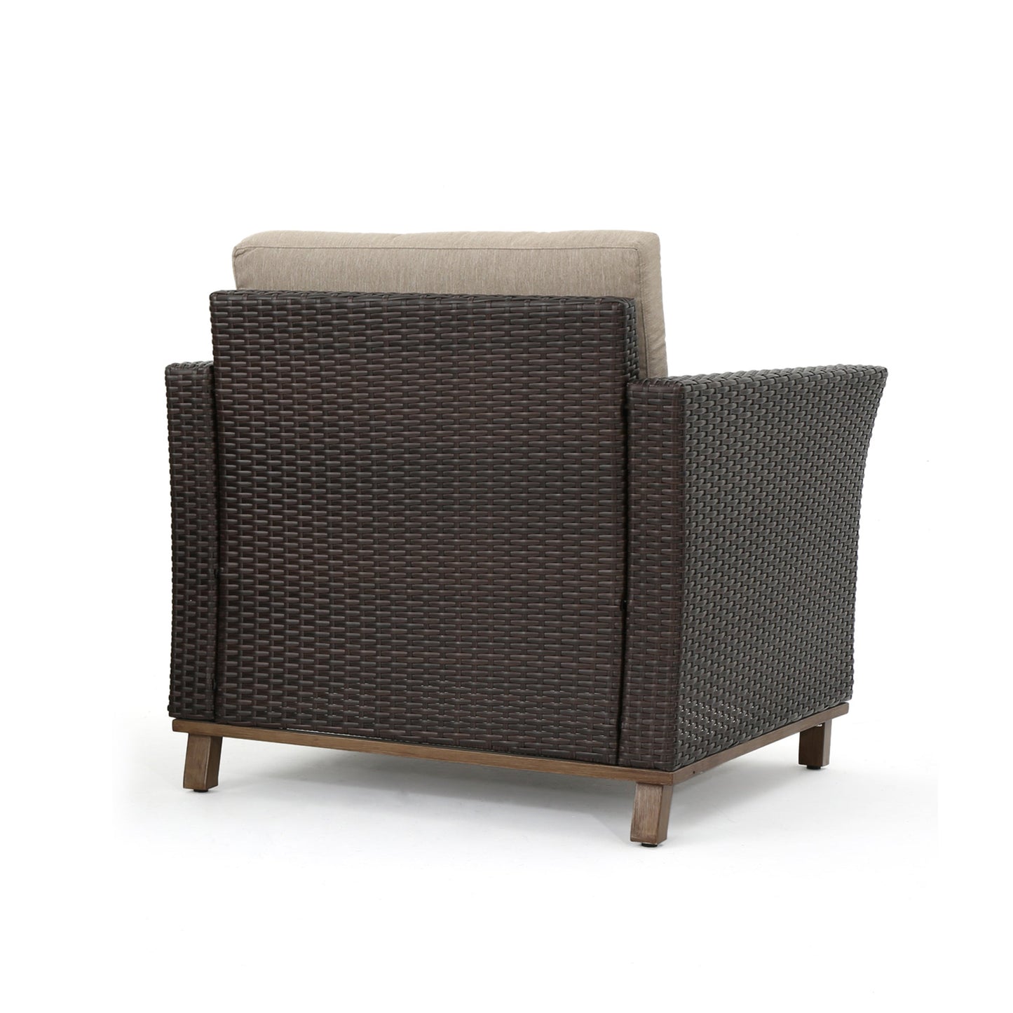Club Chair PE Rattan Iron Brown Modern Outdoor