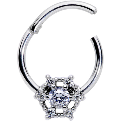 16G 3/8 Clear Gem Web of Glamour Hinged Segment Ring