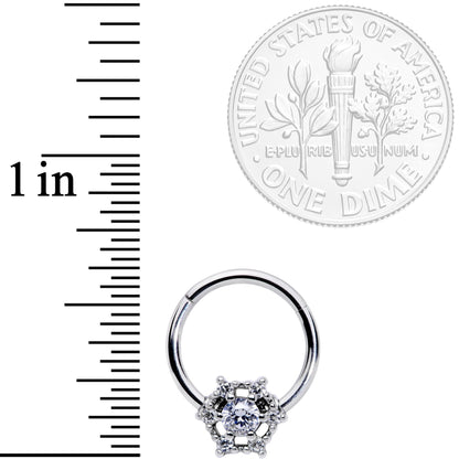 16G 3/8 Clear Gem Web of Glamour Hinged Segment Ring