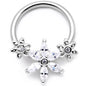 16G 3/8 Clear CZ Gem Flower BCR Captive Ring