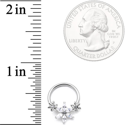 16G 3/8 Clear CZ Gem Flower BCR Captive Ring