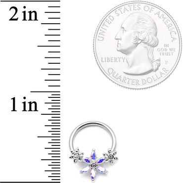 16G 3/8" Aurora CZ Gem Flower BCR Captive Ring