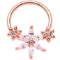 16G 3/8 Clear CZ Gem Rose Gold Tone Flower BCR Captive Ring