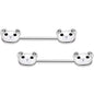 14G 9/16 Sweet Teddy Bear Barbell Nipple Ring Set