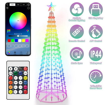 LED Smart Christmas Cone Tree – App & Remote Control, 210 Modes, Waterproof
