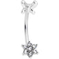 16G 3/8 Clear Gem Spring Fun Flower Curved Eyebrow Ring
