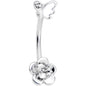 16G 3/8 Clear Gem White Butterfly Flower Curved Eyebrow Ring