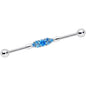 14G Aqua CZ Gem Fashionista Industrial Barbell 38mm