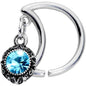16G 3/8 Blue Gem Crescent Moon Right Ear Closure Ring