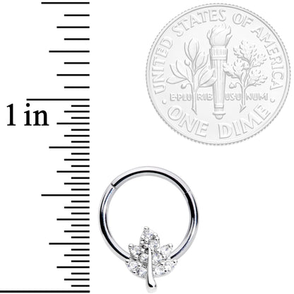 16G 3/8 Clear CZ Gem Maple Leaf Hinged Segment Ring