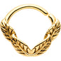 16G 3/8 Gold Tone Ring of Feathers Closure Ring