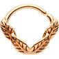 16G 3/8 Rose Gold Tone Ring of Feathers Closure Ring