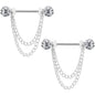 14G Clear Gem End Chain Dangle Nipple Ring Set