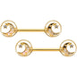 14G 9/16 Clear Gem Orbit Loop Crescent Moon Star Nipple Ring Set