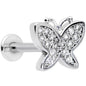 16G 5/16 Clear CZ Gem Spring Butterfly Labret Monroe Tragus