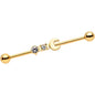 14G Clear Gem Gold Tone Crescent Wrench Industrial Barbell 38mm