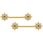14G 9/16 Clear Green CZ Gem Starburst Nipple Ring Set