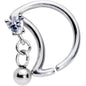 16G 3/8 Clear CZ Gem Crescent Moon Heart Dangle Closure Ring