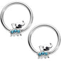 14G 1/2 Aqua Gem Elephant BCR Captive Nipple Ring Set