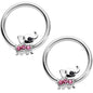 14G 1/2 Pink Gem Elephant BCR Captive Nipple Ring Set