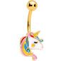 Gold Tone Color Swirl 80s Retro Unicorn Belly Ring