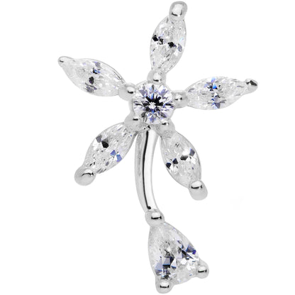 16G 1/4 Clear CZ Gem Flower Cartilage Tragus