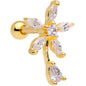 16G 1/4 Clear CZ Gem Gold Tone Flower Cartilage Tragus