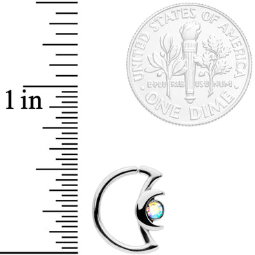 16G 3/8 Aurora Gem Crescent Moon Closure Ring