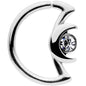 16G 3/8 Clear Gem Crescent Moon Closure Ring