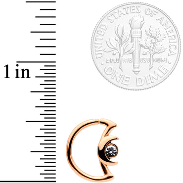 16G 3/8 Clear Gem Rose Gold Tone Crescent Moon Closure Ring