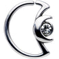 18G 3/8 Clear Gem Crescent Moon Closure Ring