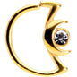 18G 3/8 Clear Gem Gold Tone Crescent Moon Closure Ring