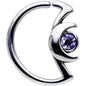 18G 3/8 Purple Gem Crescent Moon Closure Ring