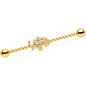 14G Clear Gem Gold Tone Elephant Industrial Barbell 38mm