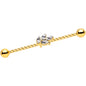 14G Clear Gem Gold Tone Leaf Industrial Barbell 38mm