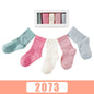 Five pairs of breathable cartoon baby socks in autumn and winter