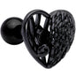16G 1/4 Black Angels Wing Heart Tragus Cartilage Earring