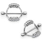 14G 9/16 Clear CZ Gem Scary Fang Halloween Nipple Shield Set
