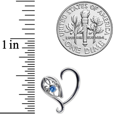 16G 3/8 Blue Gem Valentines Day Heart Right Ear Cartilage Earring