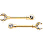 14G Clear CZ Gem Gold Tone Crescent Wrench Barbell Nipple Ring Set