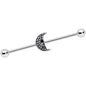 14G Black Gem Night Skull Crescent Moon Industrial Barbell 38mm