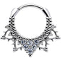 16G 3/8 Clear CZ Gem Triangle Ornate Septum Clicker