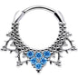 16G 3/8 Aqua CZ Gem Triangle Ornate Septum Clicker