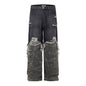 Men's American High Street Stitched Camouflage Wide Leg Jeans