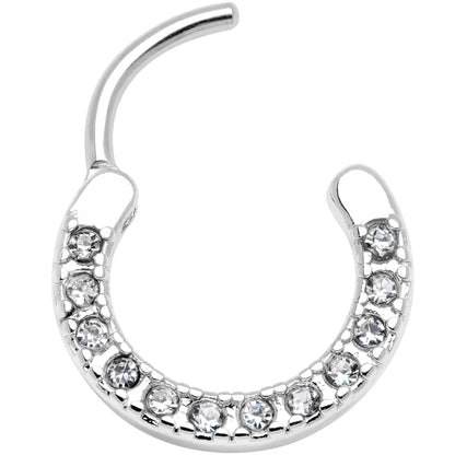 16G 3/8 Clear Gem Paved Septum Clicker