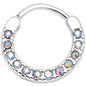 16G 3/8 Aurora Gem Paved Septum Clicker
