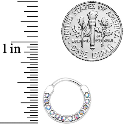 16G 3/8 Aurora Gem Paved Septum Clicker