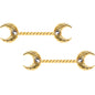 14G Clear Gem Gold Tone Witch Moon Barbell Nipple Ring Set