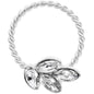 16G 3/8 Clear Gem Leaves Twisted BCR Captive Ring