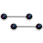 14G Pink Purple Blue Bisexual Pride Logo Barbell Nipple Ring Set